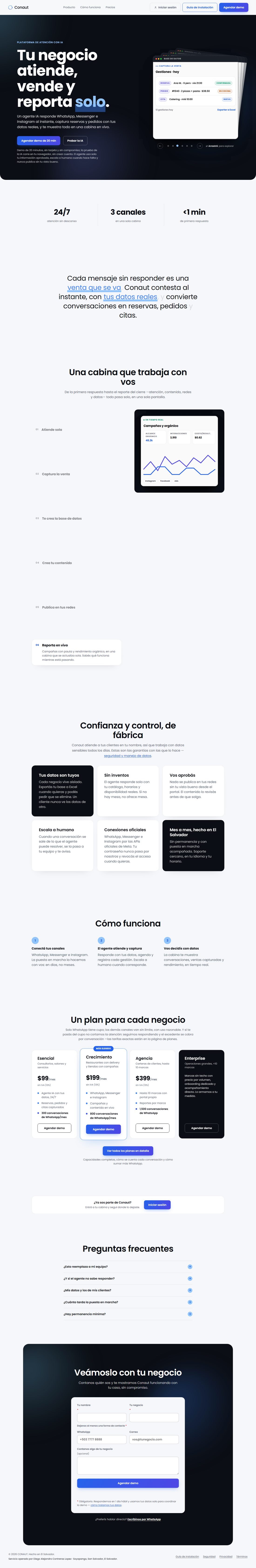 Landing de Conaut diseñada por Alejandro Contreras